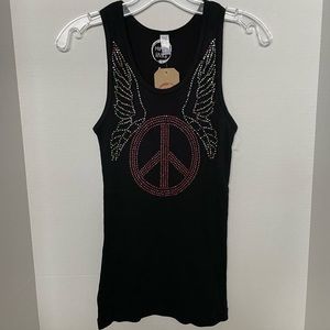 Hippie Ink - Crystal embellished ribbed tank